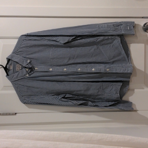 Men's Navy and White check J. Crew Factory button-up sz large - Picture 1 of 3
